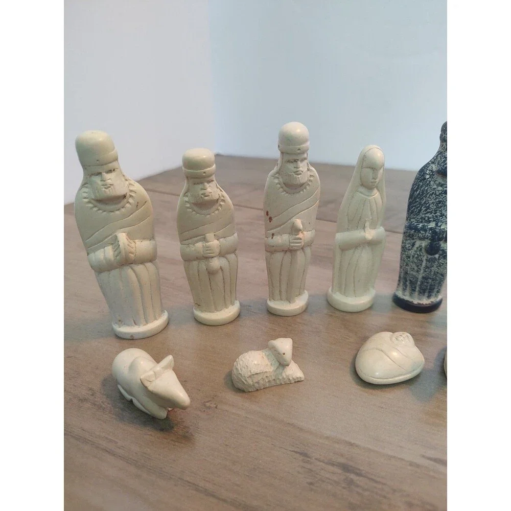 12 Piece Soap Stone Nativity Set Hand Carved African Folk Art Christmas
